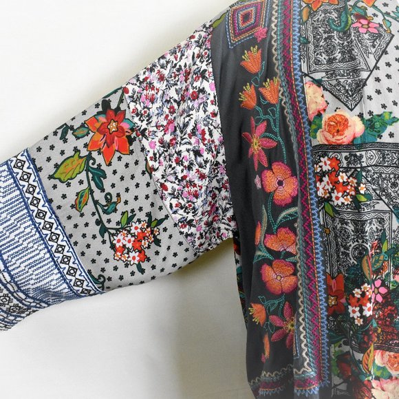 VINCENTE Blouse Top S Multi Floral Long Sleeve Wrap Machine Wash - Picture 3 of 5